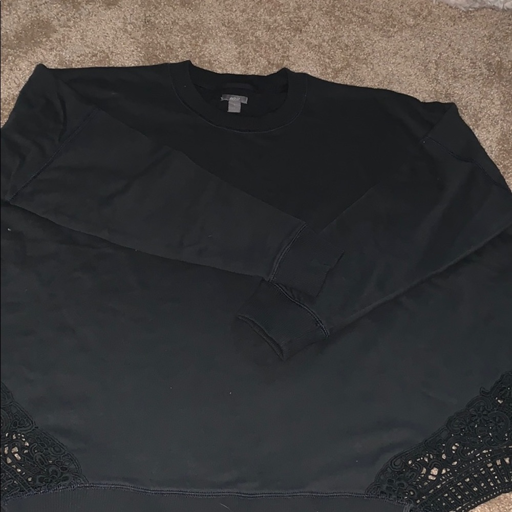 Dark Grey Pullover With Crochet Detail